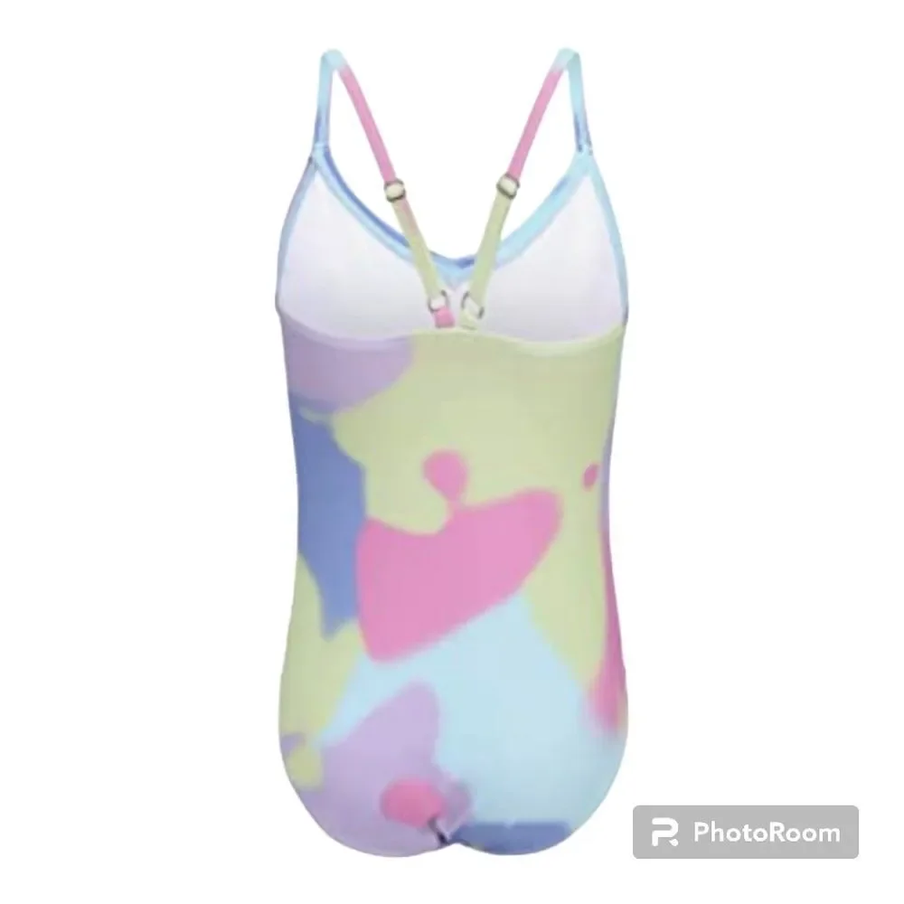 Girl's Watercolor One Piece Swimsuit Summer Swimwear Colorfull Size 15/16